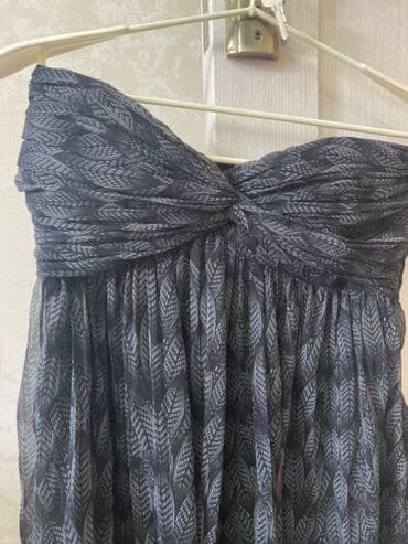 sine dolgusu: Cox qisa❗️Qara və boz rəngli, yarpaq naxışlı, strapless qadın donu — 2