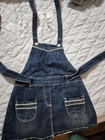 Uşaq üçün cins kombinezon-etek - Material: qalın denim (cins) - Rəng — 1