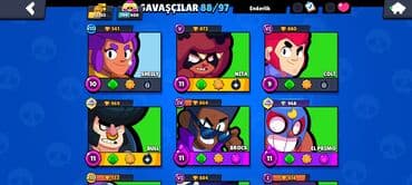 oyun notebookları: Brawl Stars hesabı – yüksək səviyyəli və dolu kontent - Kupa: 51,303 — 2