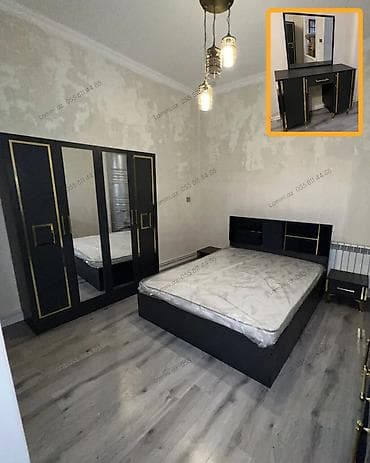 termo ucuz: Yataq Dəsti Modern üslubda, qara və qızılı dekor elementləri ilə — 1