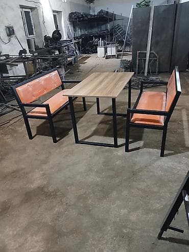 restoran masaları: Skameykalar ilə, Düz masa, 4 nəfər, Kredit yoxdur — 2