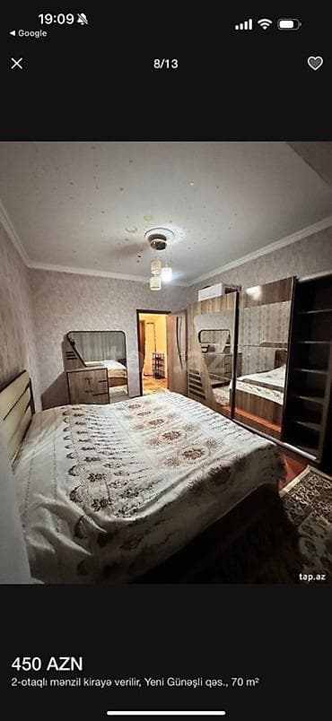 kiraye evler 2024 ecemi: Kirayə mənzil – Yeni Günəşli qəs., 2 otaq, 70 m² Plan: geniş — 8