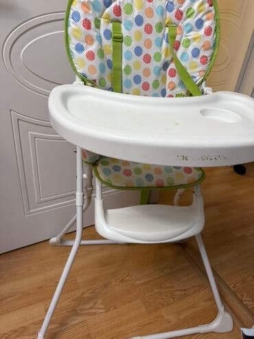 yun bodilər: Uşaq üçün yemək kreslosu - Rəngarəng xallı oturacaq və arxalıq, yaşıl — 2