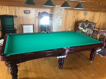 купить стол для бильярда: Bilard masa komplekti - Klassik dizaynlı, tünd qəhvəyi ağac karkaslı — 2