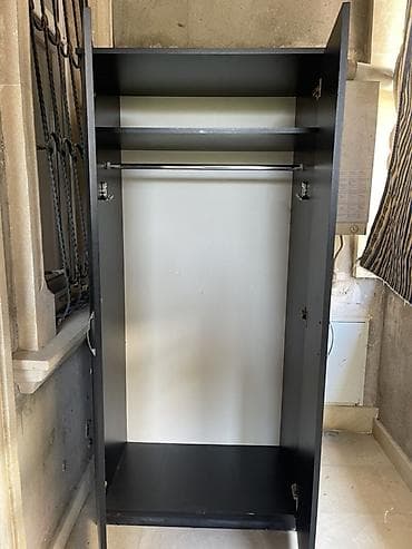 paltar sfaneri: İkiqapılı qarderob şkafı - Rəng: mat qara - Material: laminat/LDSP - — 4