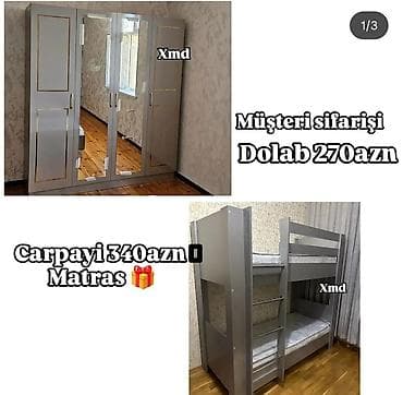 Müştəri sifarişi mebel dəsti - 4 qapılı aynalı dolab – 270 AZN •