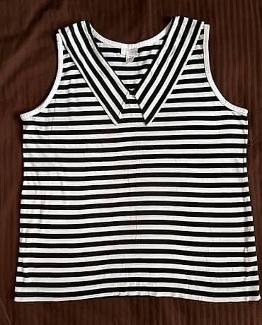 maykalar: Epson Fashion qadın köynəyi (qolsuz) - Rəng və naxış: ağ-qara üfüqi — 1
