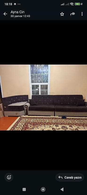 islenmis mebeler: Künc divan, İşlənmiş, Açılmayan, Bazasız, Vеlur parça — 1