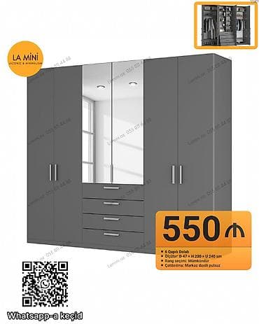 dolab paltar: 6 qapı, Açılan, Düz dolab — 1