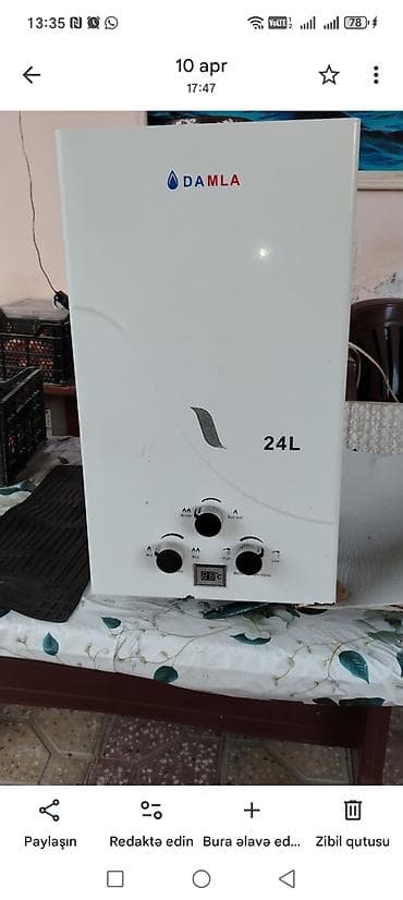 azercell 200 nomreler: Damla 24L qazla işləyən su qızdırıcısı və pedestal lavabosu dəsti - — 1