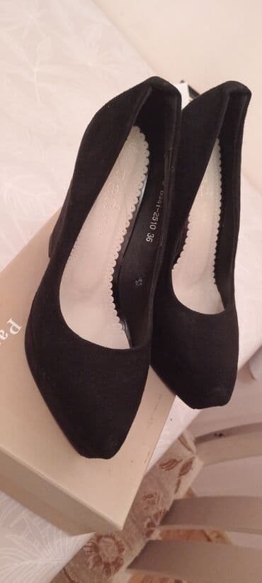 женские бежевые замшевые туфли: Туфли, Размер: 35, цвет - Черный, Новый — 4