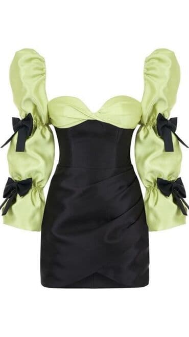 мери детокс чай отзывы: Şık mini gecə paltarı - Rəng: qara və açıq yaşıl kombinasiyası - — 1