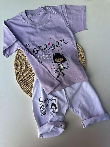 Uşaq geyim dəsti – “Forever Cute” printi - İki hissəli dəst: qısaqol — 2