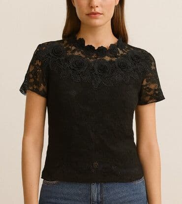 флисовые кофты бишкек: Qara krujeva bluzka S razmer - Rəng: qara - Dizayn: tam krujeva parça — 1