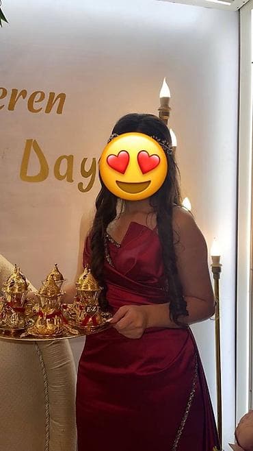 f p journe: Qırmızı atlas gecə/libas - Rəng: dərin bordo (şərab qırmızısı) - — 1