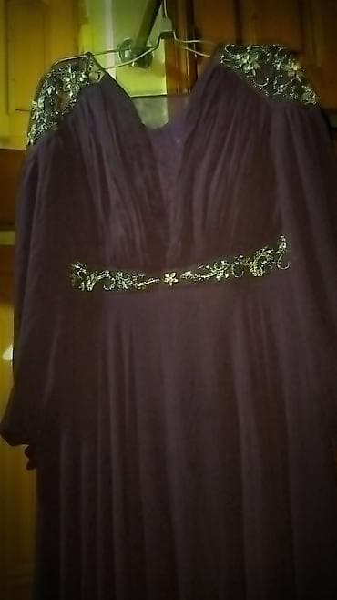 apple kemer: Bənövşəyi rəngdə uzun ziyafət/gecə geyimi. Üst hissəsi V dekolte — 1