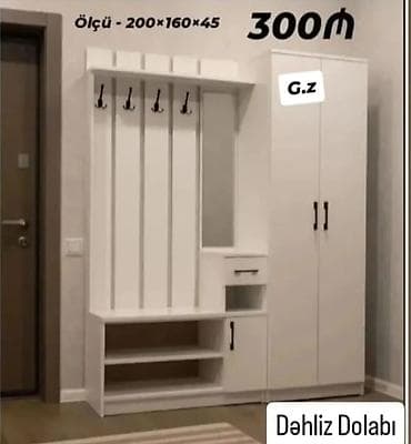 dəhliz dolabı: Yeni, 2 qapılı, Güzgülü, Ağ, Digər material, Açılan, Düz dolab — 1