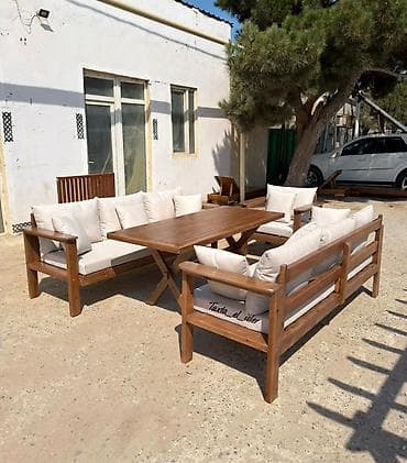 utu taxtası: Bağ/terras üçün taxta mebel dəsti - Təbii ağacdan hazırlanmış — 2