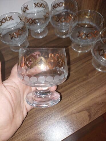 dest qab: Qədəhlər, rəng - Qızılı, Xrustal, 6 ədədli dəst, 250 ml, Çexiya — 4