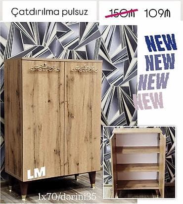 iwlenmiw dolab: İki qapılı taxta şkaf – ayaqlı model - Ölçü: en 70 sm, dərinlik 35 sm — 1