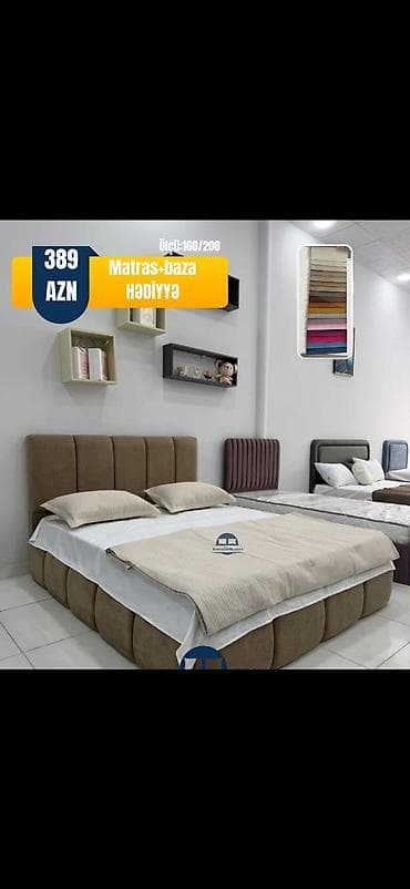 carpayı dəsti: Yataq dəsti – ölçü: 160x200 Qiymət: 389 AZN Matras + baza hədiyyə — 1