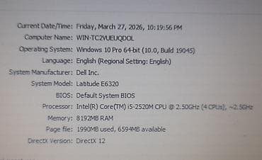 ucuz atv: Dell Latitude E6320 noutbuk Texniki xüsusiyyətlər: - Prosessor: Intel — 2