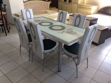 Masa və oturacaq dəstləri: Qonaq otağı üçün, Yeni, Açılmayan, Dördbucaq masa, 2 stul — 8