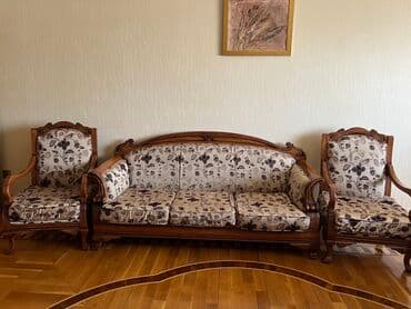 İşlənmiş, Klassik divan, 2 kreslo, Divan, Bazasız, Açılmayan