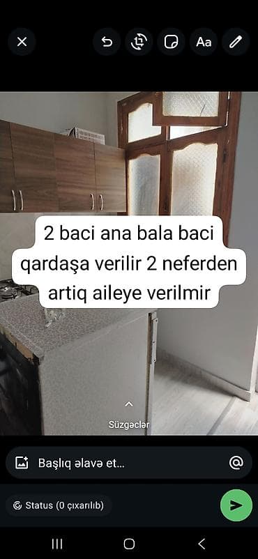 qecreşde kiraye evler: 35 kv. m, 1 otaqlı, Kombi, Qaz, Su — 1
