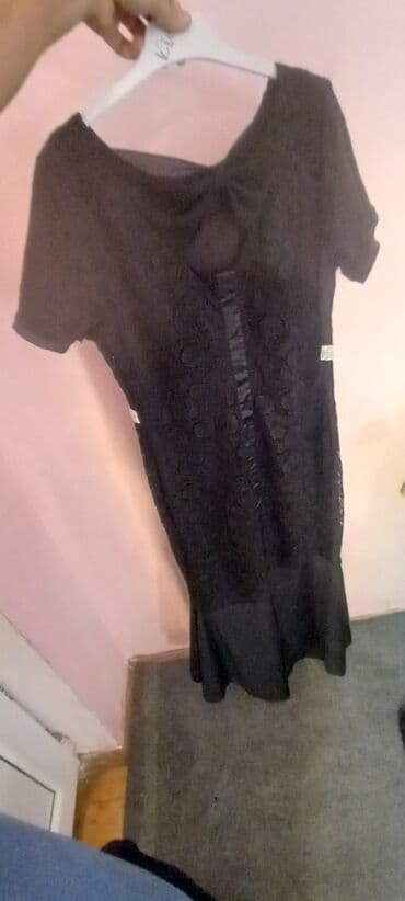 вечерние платья для полных: Qara zərif qadın paltarı - Model: Midi uzunluqda, alt hissəsi yüngül — 2