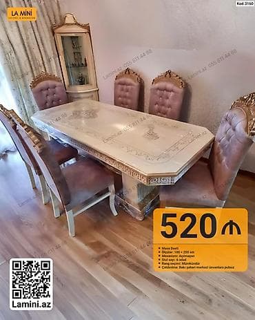 oturaca: Məhsul: Masa dəsti (Kod: 3160) - Ölçülər: 100 × 200 sm - Mexanizm — 1