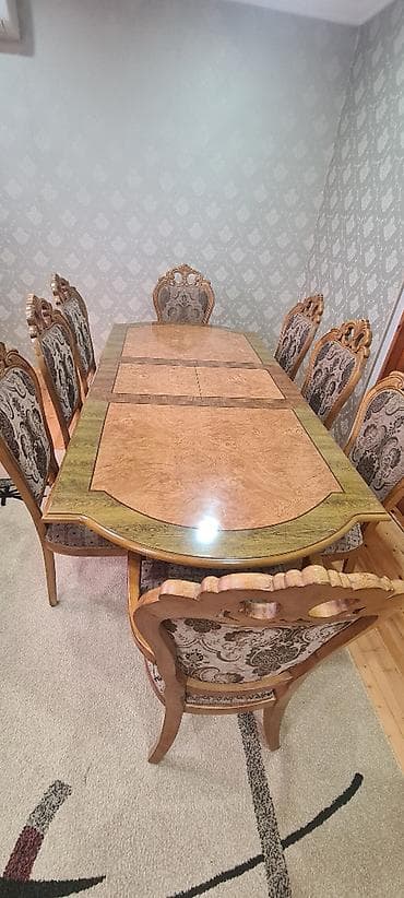 ustol ustul: Qonaq masası, İşlənmiş, Açılan, Taxta, Oval masa — 3