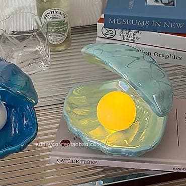 sine sekilleri: İnci İşıqlı İstiridye Masa Lampası - Dizayn: İstiridye qabığında inci — 3