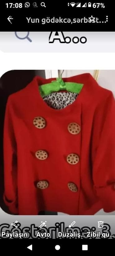 Личные вещи: Yun gödəkcə - Material: isti və yumşaq yun qarışımı - Rəng: parlaq — 1