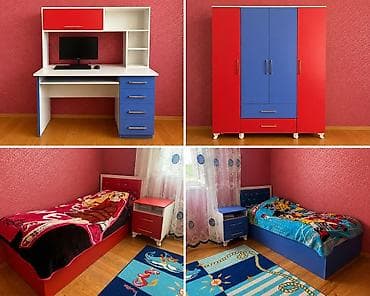 Uşaq/yeni yetmə otağı üçün mebel dəsti - Rənglər: qırmızı–mavi–ağ