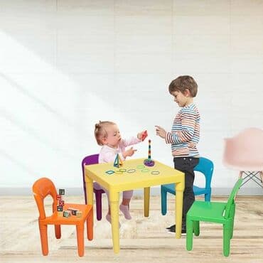 купить детский стол для учебы: Oğlan və qız üçün, Yeni, Siyirməsiz, Bağça masası, Stullar ilə — 1