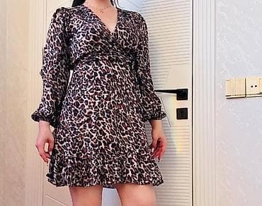 Qadın mini donlar – 2 model 1) Yaşıl naxışlı don - Uzun qol, V-yaxa - — 6