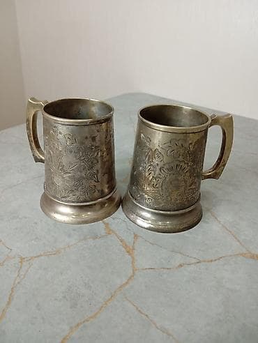 masa ortusu: Fincanlar, rəng - Gümüşü, Metal, 2 ədədli dəst — 2