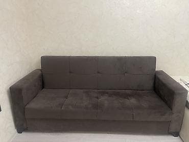 krep parca: Qəhvəyi rəngdə 3-yerlik divan - Minimalist dizayn, düz xətli — 1