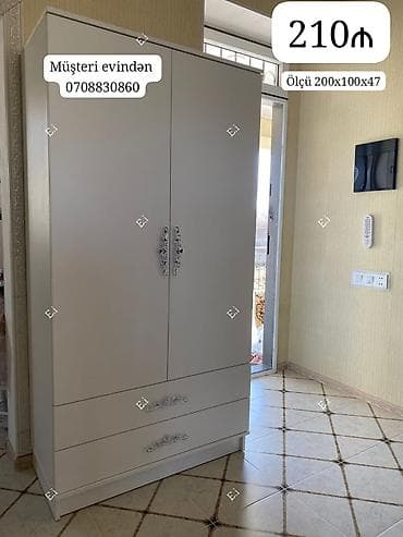 Ağ rəngli ikiqapılı şkaf - Ölçü: 200 x 100 x 47 sm (şəkildə lalafo.az -da Ağ rəngli ikiqapılı şkaf - Ölçü: 200 x 100 x 47 sm (şəkildə