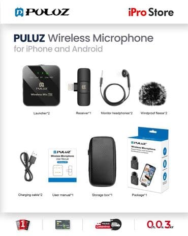 Sintezatorlar: ❗️PULUZ Wireless Lavalier Microphone for iPhone and Android❗️ — 3
