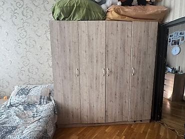 Dörd qapılı geyim dolabı - Material: ağac naxışlı laminat/LDSP -