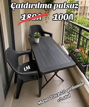 bağ stulları: Kvadrat masa, Stullar ilə, 2 nəfər — 1