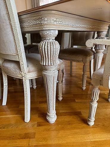 Qonaq otağı üçün, İşlənmiş, Açılan, Oval masa, 6 stul — 5