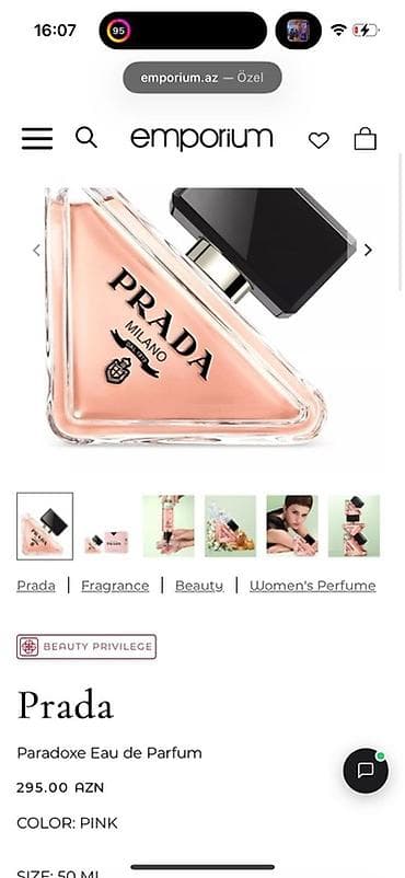 Açiıib yenidi Prada Paradoxe Eau de Parfum — qadınlar üçün ətir. - — 3