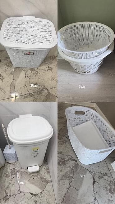 Tullantı qabları: Plastik məişət səbətləri və zibil qutusu dəsti - Kvadrat formalı — 1