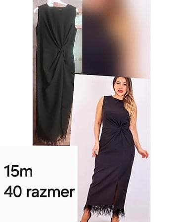 Qara rəngli midi ziyafət/gecə paltarı - Ölçü: 40 - Qiymət: 15 m