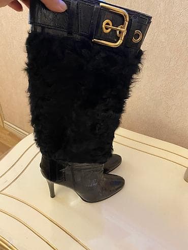 qadın sapaşkiləri: Dolce & Gabbana qadın çəkmələri - Model: dizaltı, hündür dabanlı — 2