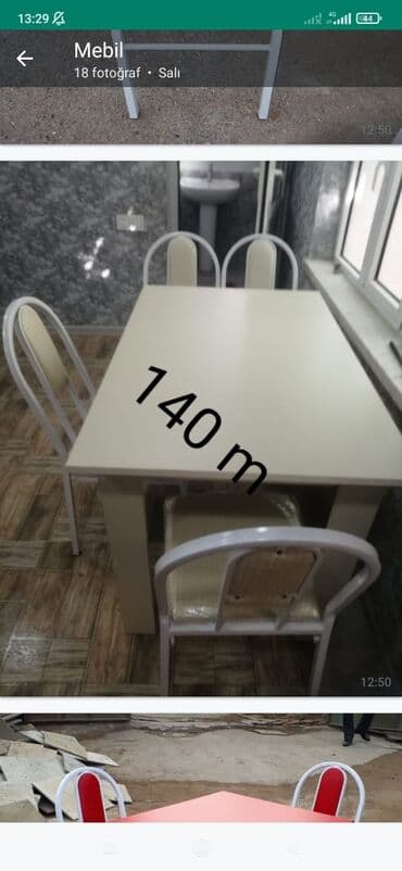 toxunma saplar satisi: Yeni, Kvadrat masa, 4 stul, Açılmayan, Stullar ilə, Dəri, Azərbaycan — 5