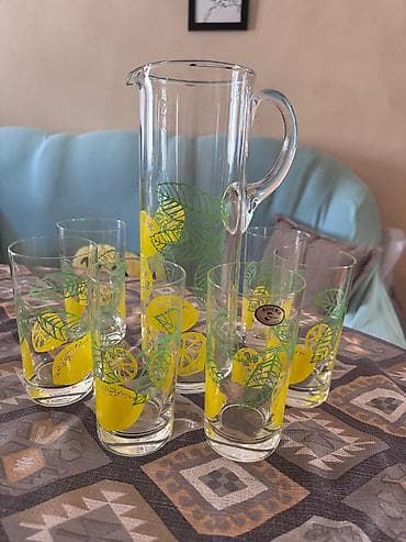 icki: Çay dəsti, rəng - Sarı, Şüşə, Bohemia, Çexiya — 1